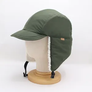 Chapeau aviateur doublé en polaire d'hiver avec cache-oreilles, bonnet coupe-vent chaud.