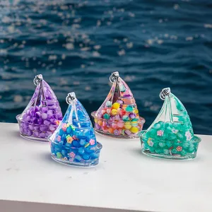 Bouteille de sable mouvant liquide bateau en acrylique style ocean breloques porte cles diy