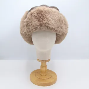 Chapeau de bombardier chaud épaissi d'hiver avec oreillettes, casquette en cuir rétro cyclisme.