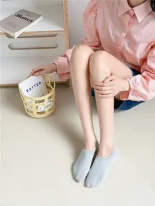 Women Combed Cotton Shallow Invisible Boat Socks Summer Breathable Non-Slip Short Socks