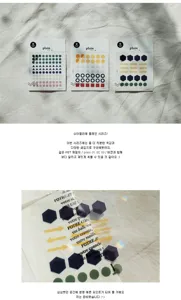 Korean suatelier plain series waterproof PET planner stickers, 3 sheets set, dots & typography.
