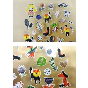Leuke handgetekende stickerlvels decoratieve dagboekstickers bloemen schattige dieren