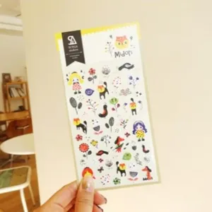 Leuke Koreaanse decoratieve papierstickers met bloemen en meisjes voor journaling.