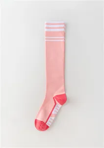 Chaussettes de compression sport femme rose long fitness course yoga athlétiques genoux