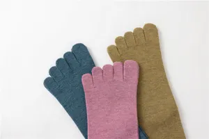 Chaussettes cinq orteils pour femme en coton mi-haute sport course chaussettes colorées