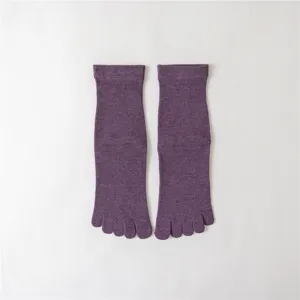 Chaussettes orteils pour femmes mi-mollet, violettes en coton pour sport et course.