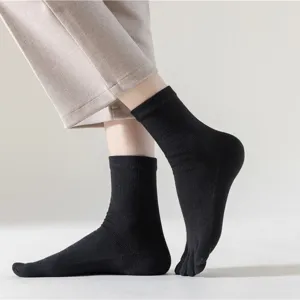 Chaussettes d'orteils noires pour femmes mi-mollet cinq doigts coton sport quotidien