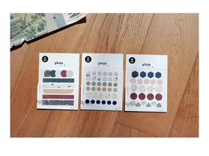 Retro ronde decoratieve stickers in detail, 3 vel per verpakking, ideaal voor notities.