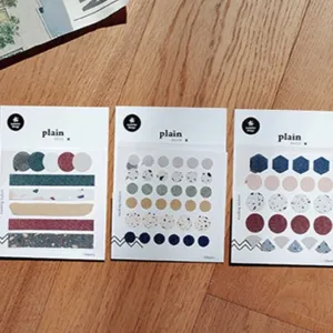 Set van 3 vellen Koreaanse Suatelier vintage retro ronde maskeerstickers voor deco.