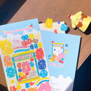 Adhesivo decorativo osito tierno gelatina purpurina holográfica BONITO B6074 detalle