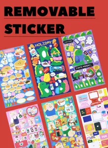 Korean cute bear dinosaur sticker set waterproof decorative diary sticker sheet for journaling