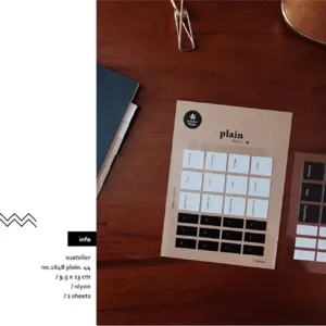 Suatelier No.1648 Month Index Black Gold Planner Stickers 2 Sheets for Journal Diary Decor