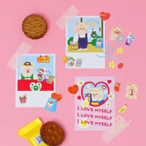 Cute Korean peanut bear theme deco sticker set, aesthetic journaling scrapbooking supplies.