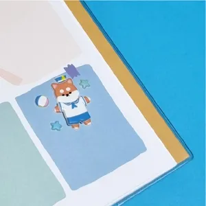 Close up detail of cute dog foam sticker journal decoration planner cute puppy accessory