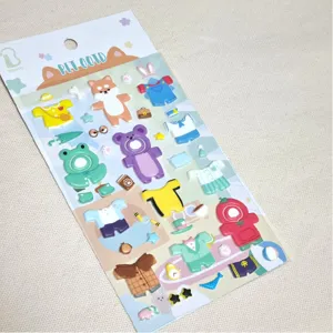 Korean BONITO cute dog dress-up puffy stickers set, phone case and journal decoration toys.