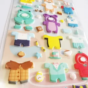 Cute 3D puffy dress-up stickers DIY journal mobile phone decoration waterproof foam sticker sheet