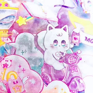 Korean MANET cute cat journal decorative paper A4 size dreamy cloud illustration paper