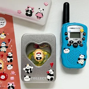 Cute 3D puffy panda stickers set for DIY phone case water bottle scrapbooking decor.