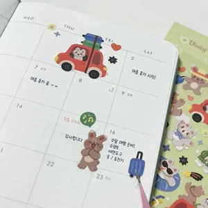 Leuke kat en konijn planner stickers voor dagboek decoratie en creatieve knutselprojecten.