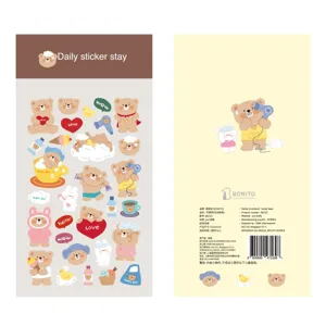 BONITO Cute Bear Puffy Foam Stickers Decorative Adhesive Sticker Sheet for Scrapbooking Journaling DIY Crafts