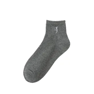 Damen Baumwolle Kurzsocken grau süße Katzen Stickerei Studenten Stil atmungsaktiv