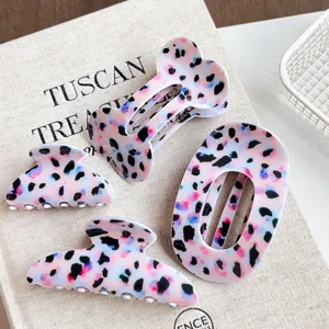 Pinza para el Cabello con Estampado de Leopardo Púrpura Grande de Acrílico para Mujer Moda Accesorios para el Cabello Y2K