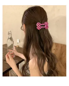Korean style cute bone shape leopard print hair clip for women, sweet daily duckbill hair accessory.