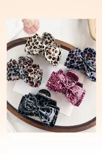 Luipaardprint acetaat haarklemmen, strik haaraccessoires voor vrouwen en meisjes dagelijks gebruik.