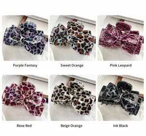 Koreaanse luipaardprint strik acetaat haarklem, elegante grote haaraccessoire voor vrouwen.