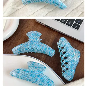Pinza de pelo con estampado de serpiente azul pinza tiburón estética elegante accesorios