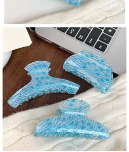 Juego de pinzas para el cabello con serpiente azul blanca, pinza elegante para el uso diario.