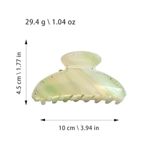 Pince à cheveux verte en acétate avec strass brillants, taille moyenne 10cm accessoire élégant.