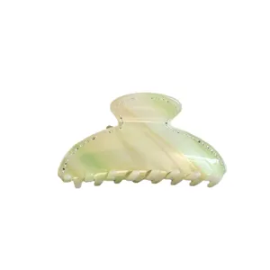 Pince à cheveux en acétate française vert moyen marbre strass pince requin accessoire de coiffure
