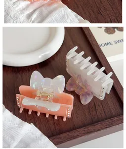 Pince à cheveux élégante nœud strass style français, pince requin acétate pour femmes.