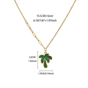 Goldener Edelstahl Palme Anhänger Mehrschichtige Halskette Sommer Strand Schmuck