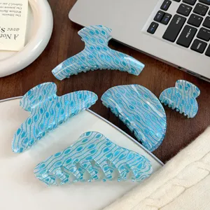 Elegante Pinza para el Pelo de Resina con Estampado de Serpiente Pinza de Tiburón Azul para Mujer Accesorio Diario