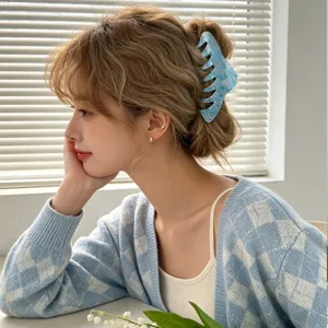 Pinza de pelo con estampado de serpiente azul elegante pinza de tiburón horquilla accesorios de pelo