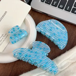 Pinza de pelo con patrón de serpiente azul, accesorio elegante para mujeres y niñas uso diario.