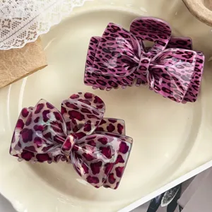 Haarklem met luipaardprint strik acetaat elegante haai klem haaraccessoires voor vrouwen
