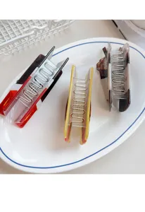 Pinces à cheveux en acrylique créatives et mignonnes avec design hot-dog et café pour femmes.