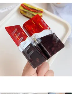 Pince a cheveux creative hot-dog en acrylique grande pince requin accessoire coiffure unique