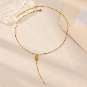 Elegant gold Y-shaped necklace featuring a delicate square star pendant with sparkling cubic zirconia.