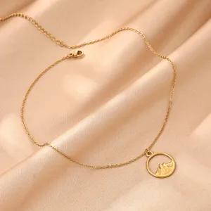 Gold mountain pendant necklace dainty circle chain jewelry elegant accessory for women daily wear