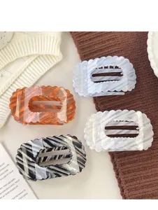Stylish flat shell hair claw clips set, colorful stripe acrylic hairpin for women styling.