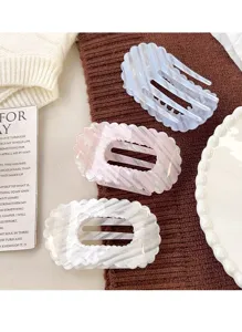 Elegant iridescent flat shell hair claw clips set, stylish hair accessories for women.
