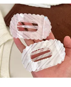 Elegant iridescent flat shell hair clip women chic wave edge hair claw versatile headwear
