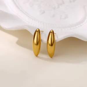 Eleganti orecchini a lobo geometrici in acciaio inossidabile placcato oro 18K per le donne