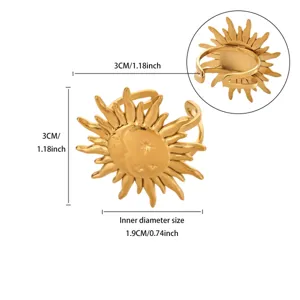 Stainless steel gold-plated sun moon open ring minimalist fashion jewelry for women