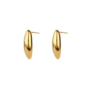 Orecchini a lobo bombati in acciaio inossidabile placcato oro 18K minimalista donna moda
