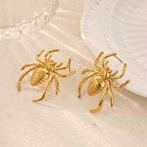 Gold spider stud earrings unique insect design fashion jewelry for women minimalist style accessory